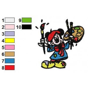 Mickey Mouse Artist Embroidery Design